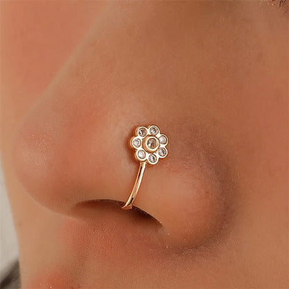 Fashion Creative Copper Perforation-free U-shaped Nasal Splint Piercing Butterfly Flower Snake-shaped Fake Nose Studs