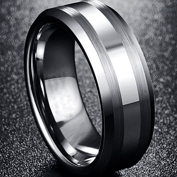 Fashion Creative Couple Ring Silver Beveled Stainless Steel Ring
