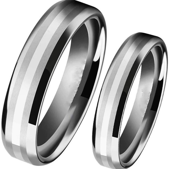 Fashion Creative Couple Ring Silver Beveled Stainless Steel Ring