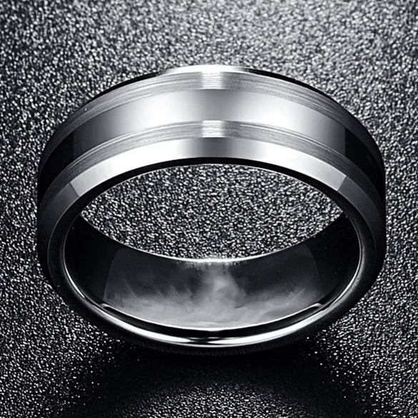 Fashion Creative Couple Ring Silver Beveled Stainless Steel Ring