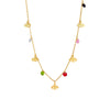 Fashion Creative Cut Color Beaded Oval Hollow Eye Titanium Steel Chain Necklace With Geometric Pattern And Electroplating Treatment