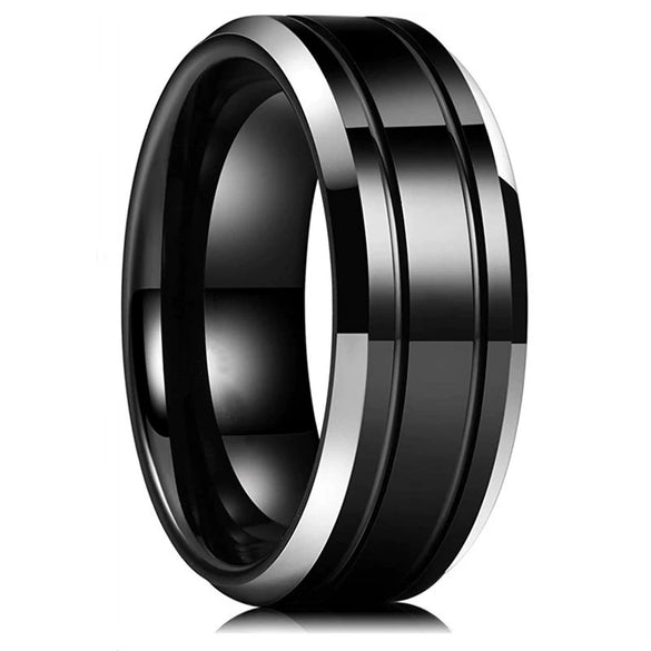 Fashion Creative Double Groove Stainless Steel Ring