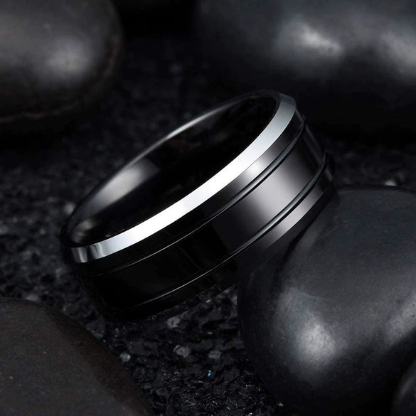 Fashion Creative Double Groove Stainless Steel Ring