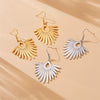 Fashion Creative Fan Shaped Gold Plated Stainless Steel Palm Tree Pendant Earrings For Women