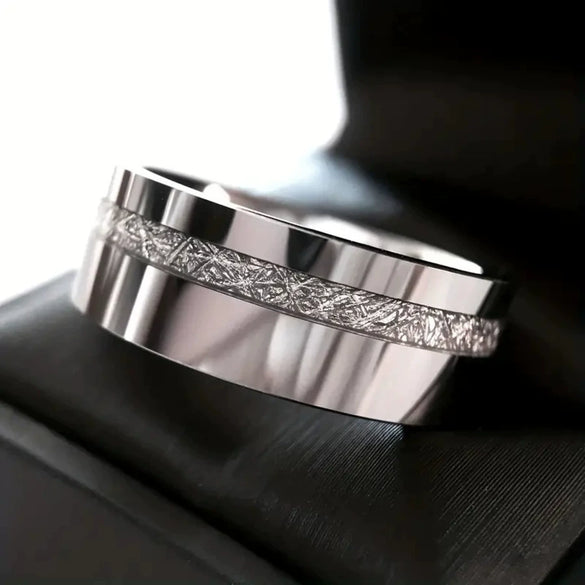 Fashion Creative Front Sticker Stainless Steel Ring In Genderless Style With Geometric Design