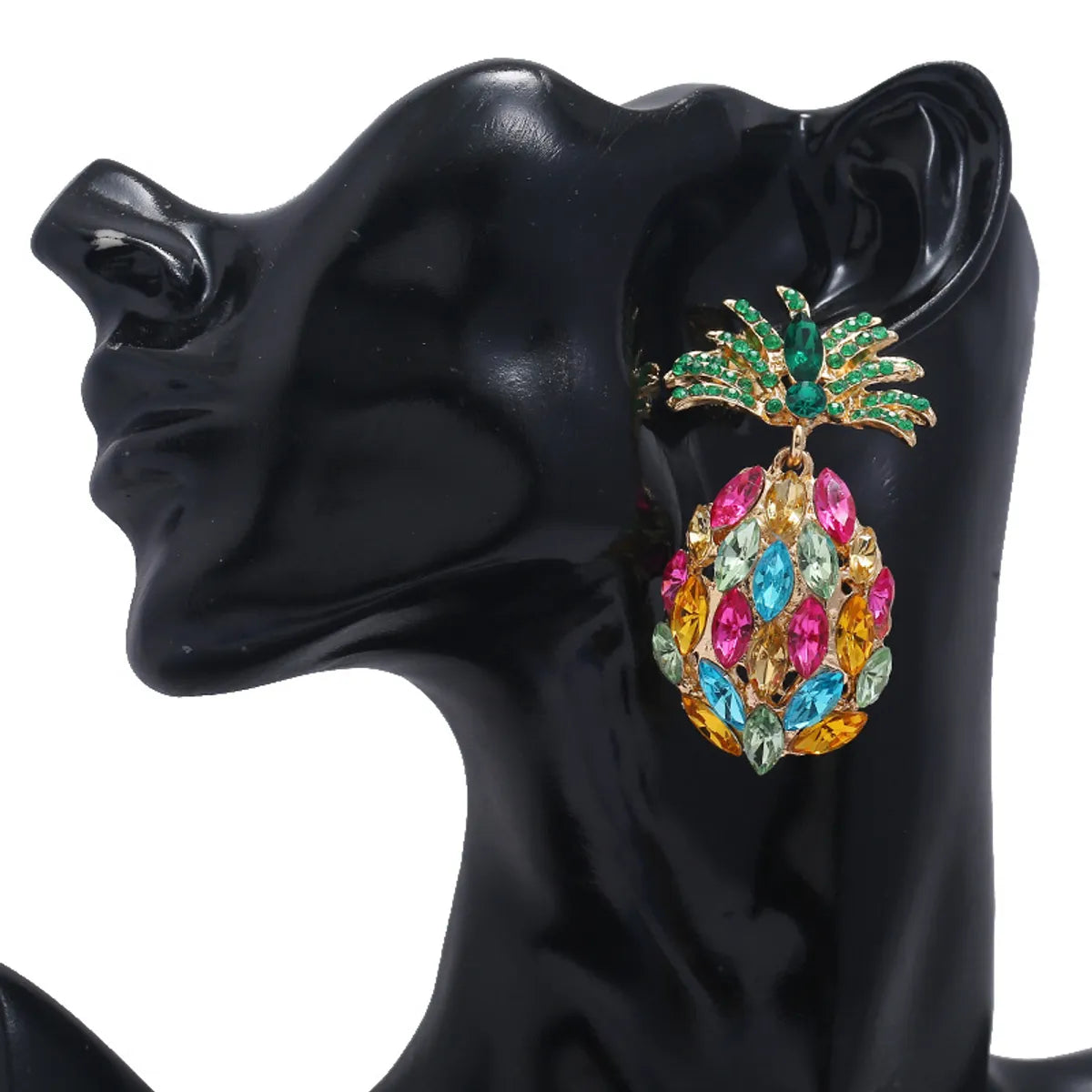 Fashion Creative Fruit Pineapple Inlaid Colorful Diamond  Earrings Wholesale