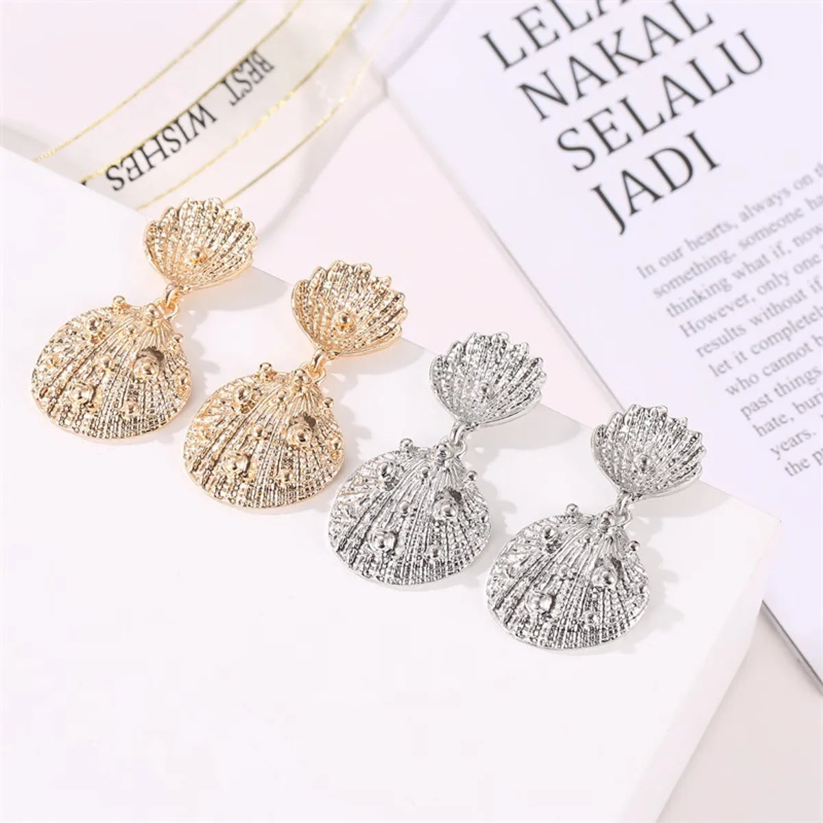 Fashion Creative Geometric Metal Star Shell Irregular Earrings Wholesale