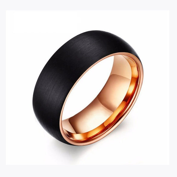 Fashion Creative Gold Black Double Color Stainless Steel Ring