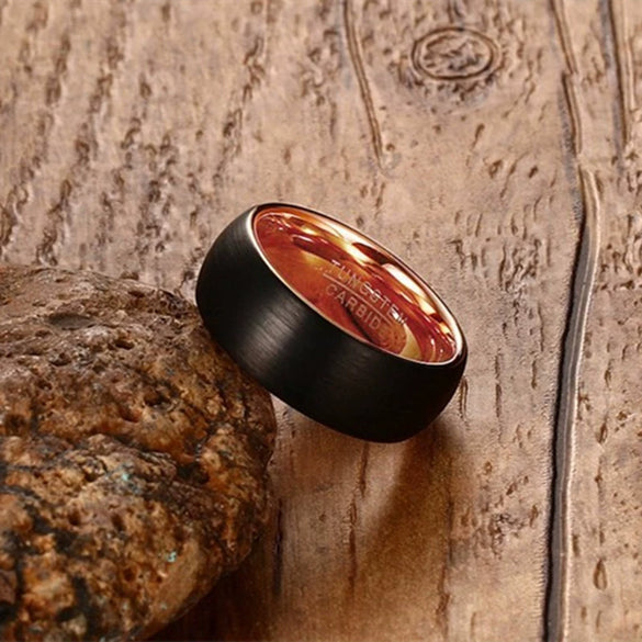 Fashion Creative Gold Black Double Color Stainless Steel Ring