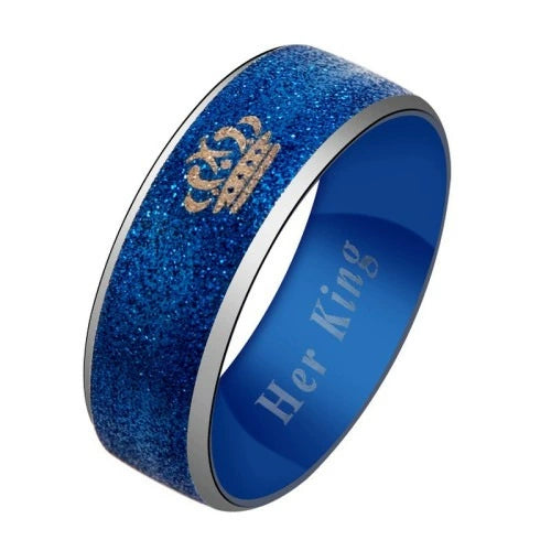 Fashion Creative Gold Blue Crown Frosted Jewelry Stainless Steel Vintage Geometric Style