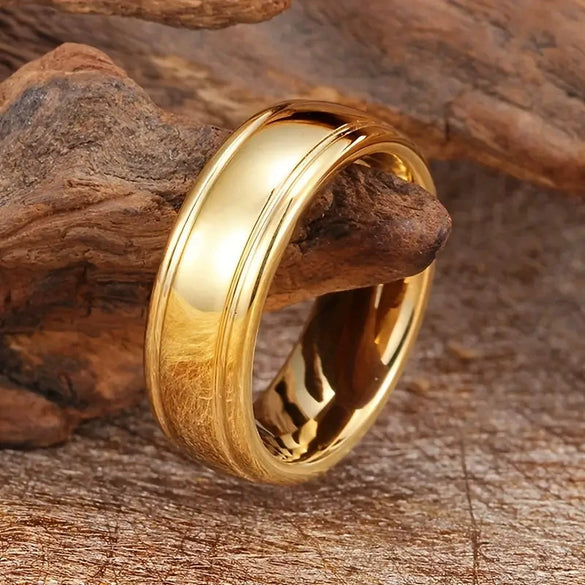 Fashion Creative Gold Stainless Steel Ring With Geometric Style And Electroplating Treatment
