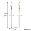 Fashion Creative Goldplated Stainless Steel Cross Sword Pendant Earrings