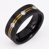 Fashion Creative Groove Diamond Stainless Steel Two Color Ring