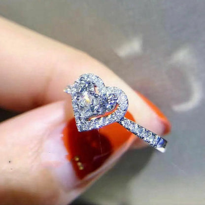 Fashion Creative Heart Shaped Zircon Copper Ring