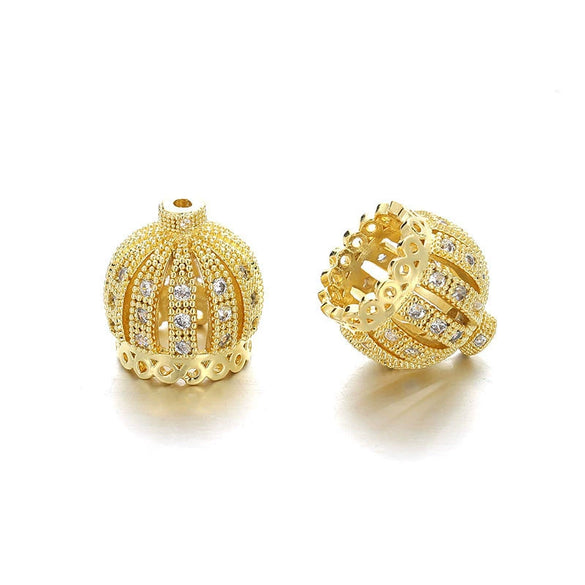Fashion Creative Hollow Micro Inlaid Zircon Crown Jewelry Accessories Copper Electroplated