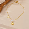 Fashion Creative Irregular Pearl Starfish Scallop Pendant Stainless Steel Gold Plated Necklace For Women With Star Pattern