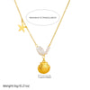 Fashion Creative Irregular Pearl Starfish Scallop Pendant Stainless Steel Gold Plated Necklace For Women With Star Pattern