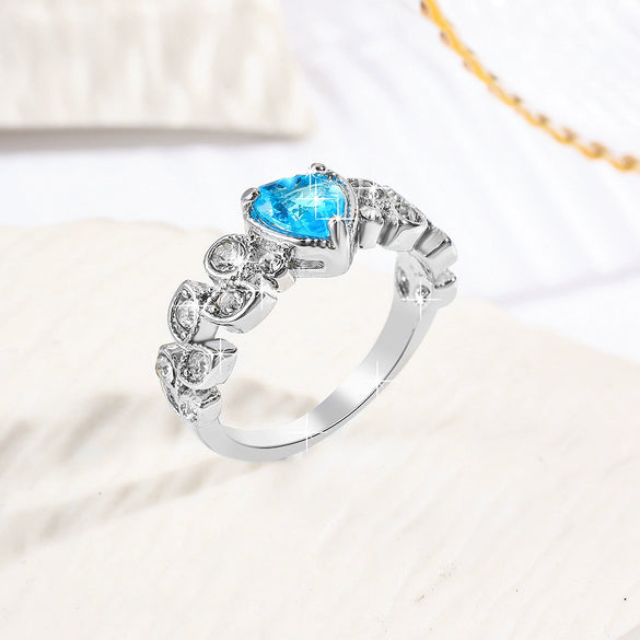 Fashion Creative Love Ring Zinc Alloy Heartshaped Inlaid Zircon For Women