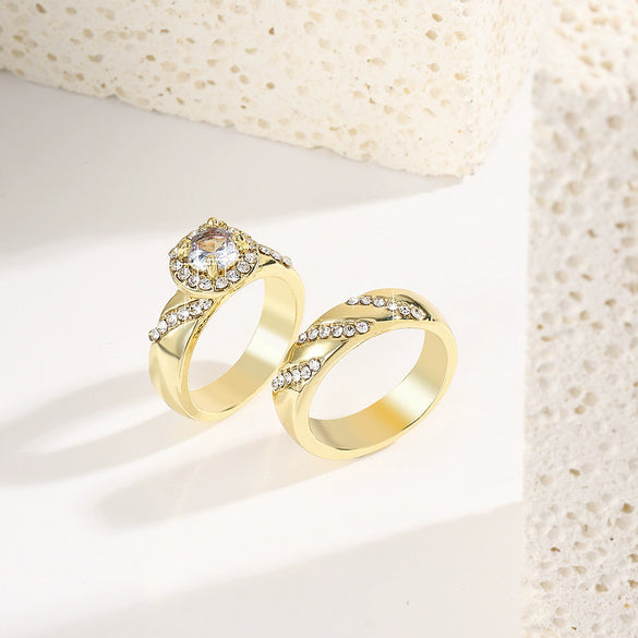 Fashion Creative Love Ring Zinc Alloy Heartshaped Inlaid Zircon For Women