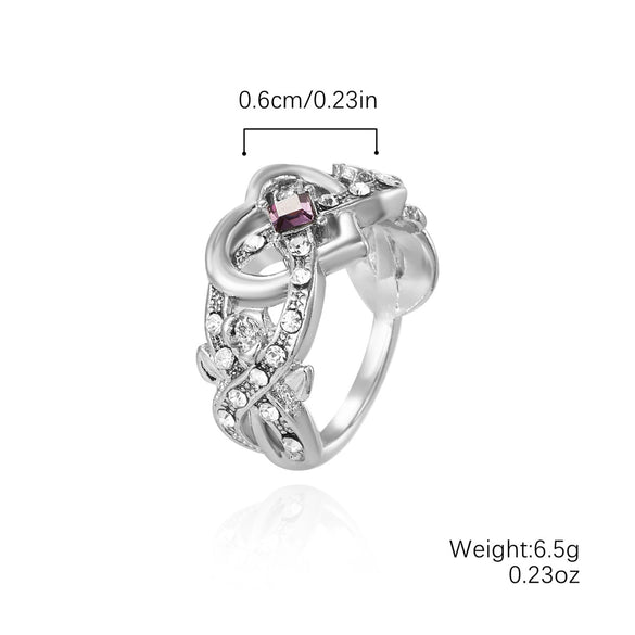 Fashion Creative Love Ring Zinc Alloy Heartshaped Inlaid Zircon For Women