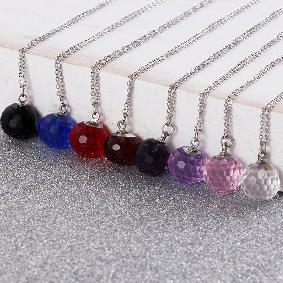 Fashion Creative Necklace Multicolor Glass Crystal Stainless Steel Clavicle Chain