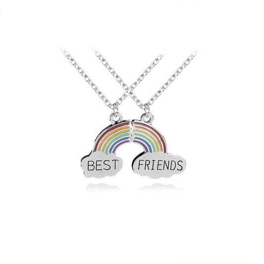 Fashion Creative Rainbow Necklace Best Friends Best Friends Two-petal Stitching Necklace Accessories