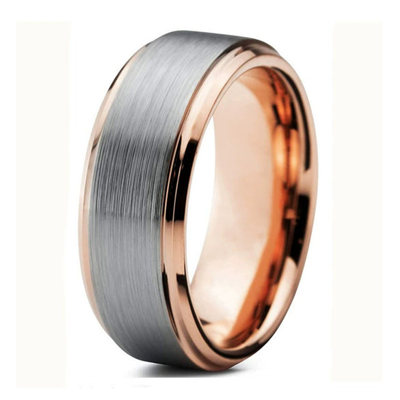 Fashion Creative Rose Gold Brushed Stainless Steel Ring