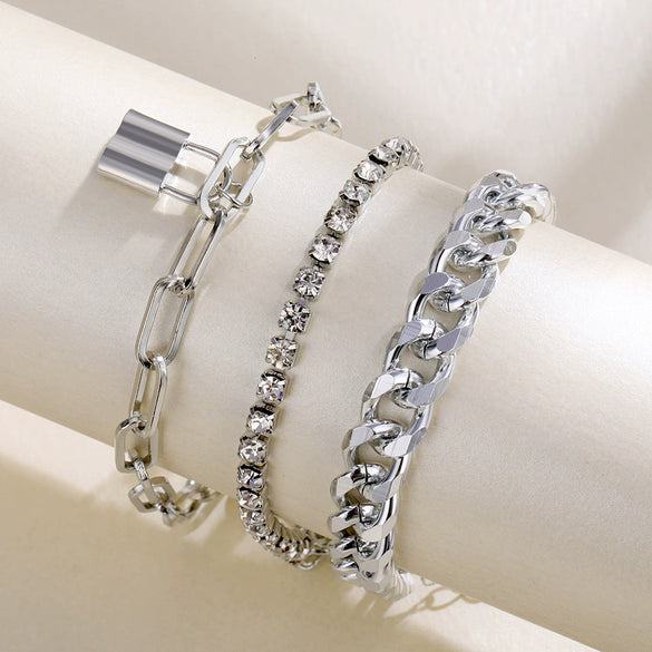 Fashion Creative Round Love Cross Alloy Vintage Diamond Electroplated Bracelet