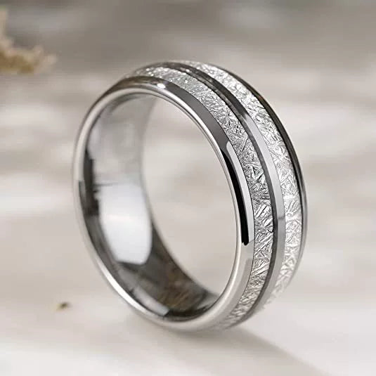 Fashion Creative Silver Double Slot Stainless Steel Ring Jewelry