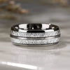 Fashion Creative Silver Double Slot Stainless Steel Ring Jewelry