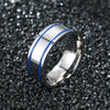 Fashion Creative Silver Flat Double Slot Stainless Steel Ring With Electroplating