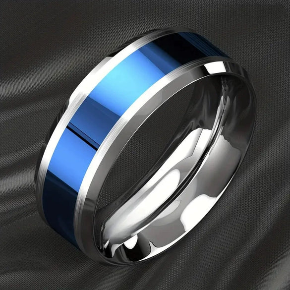 Fashion Creative Silver Flat Slotted Stainless Steel Ring With Geometric Style And Electroplating Process