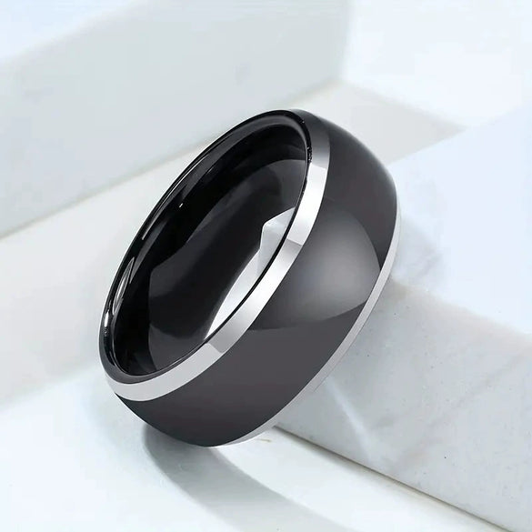 Fashion Creative Silver Flat Slotted Stainless Steel Ring With Geometric Style And Electroplating