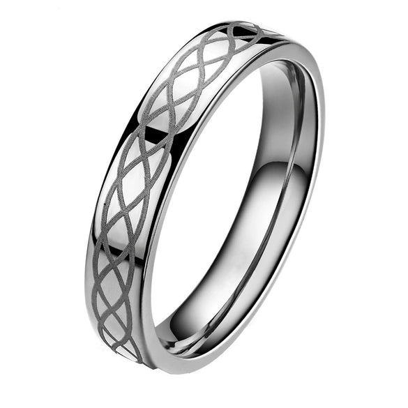 Fashion Creative Silver Laser Pattern Stainless Steel Ring
