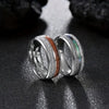 Fashion Creative Silver Wood Grain Stainless Steel Ring With Electroplating