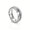 Fashion Creative Silver Wood Grain Stainless Steel Ring With Electroplating