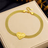 Fashion Creative Simple Wide Mesh Chain Jewelry Stainless Steel Gold Plated Love Star Irregular Necklace With Heart Water Drop Bell Pattern For Women