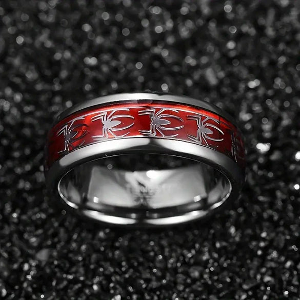 Fashion Creative Spider Geometric Stainless Steel Ring With Electroplating
