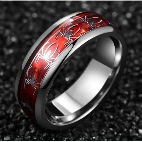 Fashion Creative Spider Geometric Stainless Steel Ring With Electroplating