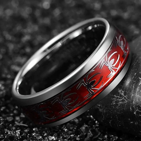 Fashion Creative Spider Geometric Stainless Steel Ring With Electroplating