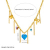 Fashion Creative Stainless Steel Ladies Necklace With Heart Shape Drop Oil Eyes Love Bow Tassel Chain And Electroplating Design