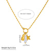 Fashion Creative Stainless Steel Round Bead Chain Necklace With Gold Plated Star And Fruit Pendant