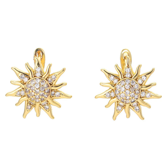 Fashion Creative Sun Shaped Inlaid Zircon Earrings Wholesale