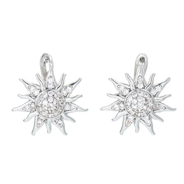 Fashion Creative Sun Shaped Inlaid Zircon Earrings Wholesale