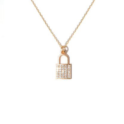 Fashion Creative Women'S Diamond Heart Lock Pendant Alloy Necklace