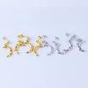 Fashion Crescent Colorful Zircon Earrings Stainless Steel 18K Gold Electroplated Jewelry For Women