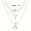 Fashion Crescent Star Zircon Pendant Multi-Layer Necklace