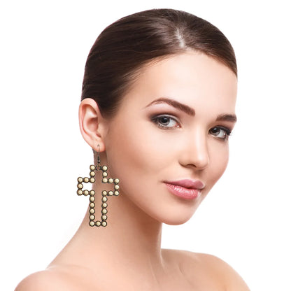 Fashion Cross Alloy Inlay Turquoise Women's Drop Earrings 1 Pair