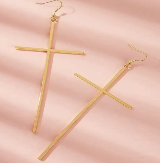 Fashion Cross Alloy Plating Women'S Drop Earrings 1 Pair