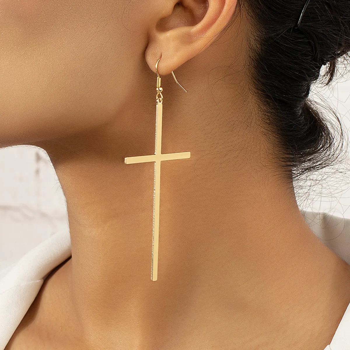 Fashion Cross Alloy Plating Women'S Drop Earrings 1 Pair